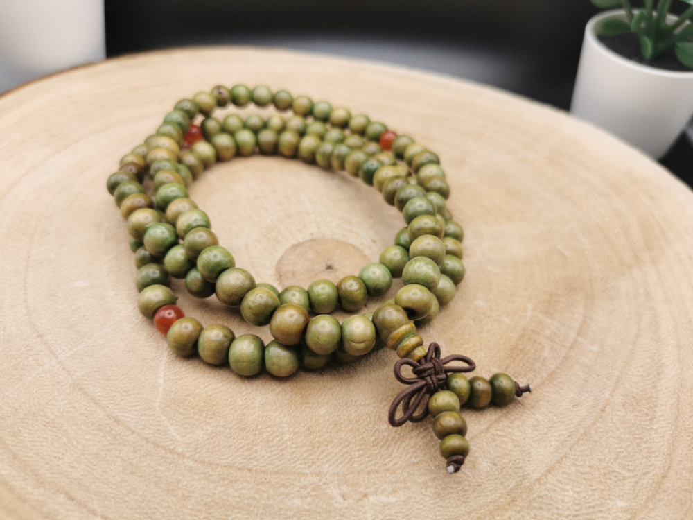 Preview: Holz Mala-Kette mit Textil-
